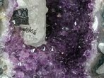 Amethyst Geode With Calcite On Metal Stand - Uruguay #51299-4